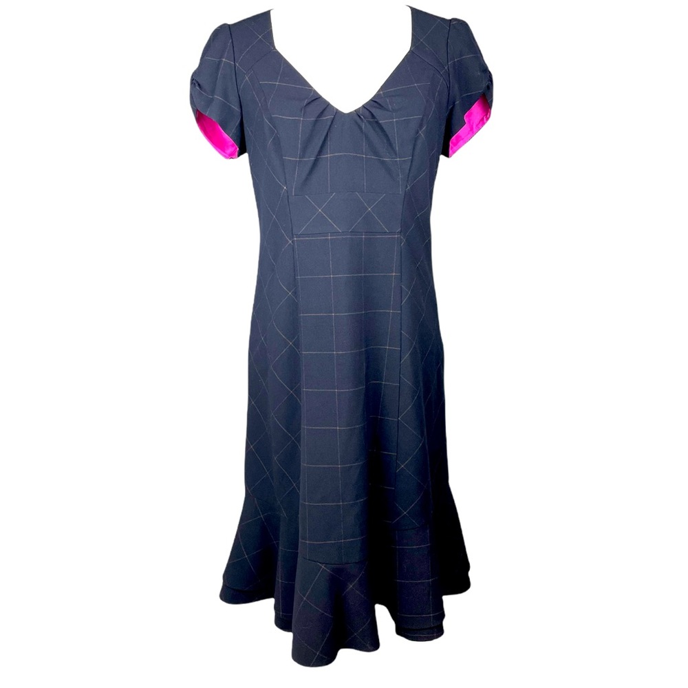 Moulinette Soeurs Anthropologie Black Windowpane Dress Size 8 EXCELLENT